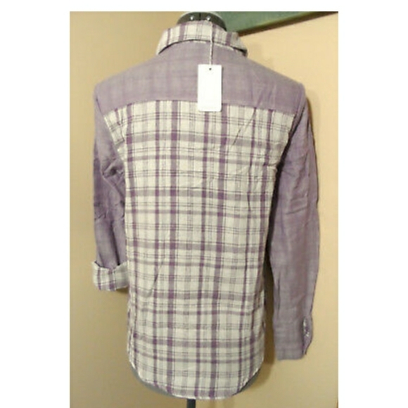Nwt NAMELESS Plaid Gingham Button up Shirts Violet or Blue long sleeve Western - Picture 9 of 10